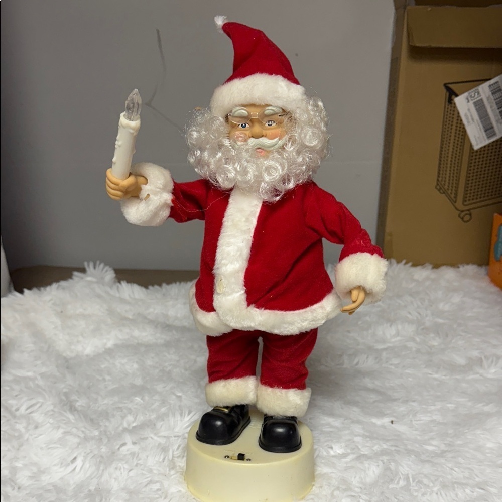 Festive Santa Claus Holiday Figurine - Red and White